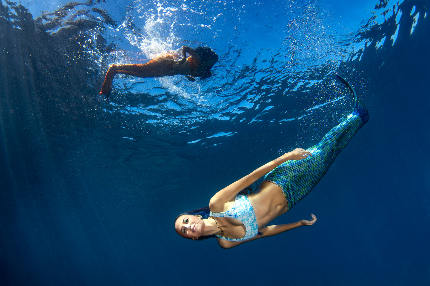 Mermaid Blue Yoga Shorts